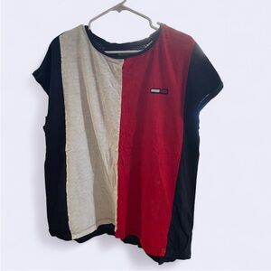 Colorblock Women's Top - Red, Navy, and White